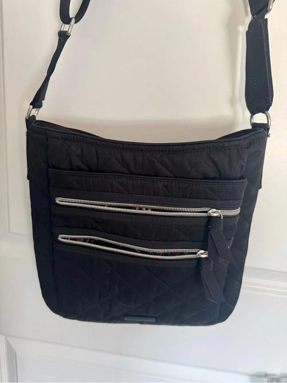 Vera Bradley Black Quilted Crossbody and Matching Wallet.